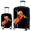 Elastic suitcase cover with vivid Las Vegas neon cowboy print on black background - Neon Cowboy (06)