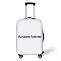 Elastic luggage protector on a white suitcase with telescoping handle and spinner wheels - White Suitcase Style (07)