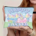 Trousse à maquillage de Pâques avec motif lapin arc-en-ciel et Happy Easter - Polyester / Lapin Bleu Style Paillettes (01)