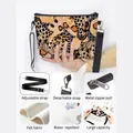 Felt shoulder bag with orange butterfly pattern and adjustable strap - Butterfly Texture