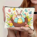 Trousse de Pâques avec oiseaux colorés et nid d'œufs, fermeture éclair noire - Polyester / Dessin Animé Oiseaux Nid Oeuf de Pâques (03)