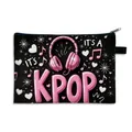 Trousse à maquillage K-POP en polyester avec imprimé casque et fermeture éclair - Style Grand KPOP Casque Noir (03) / Noir
