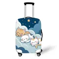 Elastic polyester luggage cover with cute sleeping cats illustration on white suitcase - Size S (18-20 Inch) / Lazy Cats Clouds (09)