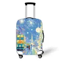 Elastic polyester suitcase cover with artistic winter town print and fireworks - Size S (18-20 Inch) / Christmas Town (13)