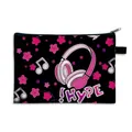 Pochette noire en polyester avec imprimé musique HYPE pour maquillage et toilette - Style Lettre Artistique HYPE Casque Noir (04) / Noir