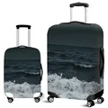 Elastic suitcase covers in two sizes with realistic deep blue ocean wave print design - S / Realistic Ocean Wave (04)