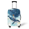 Elastic suitcase cover with dreamlike blue whale and starry sky illustration - Size S (18-20 Inch) / Whale Rider (07)