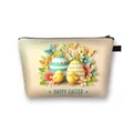 Portable polyester Easter makeup bag with happy easter print and egg floral patterns - Light Beige Happy Easter Egg Chick Butterfly (10)