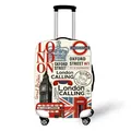 Suitcase cover with vintage London graffiti motifs including Big Ben and red bus - Size S (18-20 Inch) / Vintage London Graffiti (02)