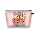 Pink Easter Risen cosmetics bag with bunny and eggs illustration and zipper closure - Pink Easter Risen Egg Floral Rabbit (11)