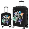 Elastic luggage cover with astronaut space theme print in dual size display - Space Astronaut (07)