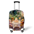 Elastic polyester luggage cover with teddy bear oil painting print and floral party - Size S (18-20 Inch) / Teddy Bear Party (02)