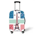 Polyester luggage cover with Paris theme, Eiffel Tower and hot air balloons on white suitcase - Size S (18-20 Inch) / Paris Eiffel Tower (04)