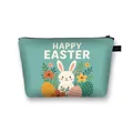 Mint green Easter makeup bag with Happy Easter print and rabbit motif with black zipper - Mint Green Happy Easter Rabbit Egg Floral (14)