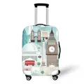 London landmarks pattern suitcase cover with Big Ben print in sky blue and white - Light Blue London Landmarks (05)