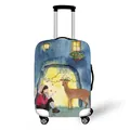 Elastic suitcase cover with watercolor girl and deer forest illustration in blue - Size S (18-20 Inch) / Girl and Deer (04)