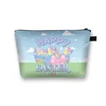 Portable polyester Easter makeup bag with Happy Easter print and rainbow bunny design - Light Blue Happy Easter Rainbow Rabbit Basket (17)