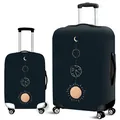 Navy blue elastic suitcase covers with celestial gold moon and sun prints - Celestial Elements (10)