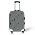 Elastic luggage protector with grey fabric and black airplane flight path patterns - Gray Airplane Flight Path (05)