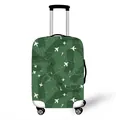 Elastic suitcase protector with aircraft pattern design on dark green background - Dark Green Airplane Track (09)