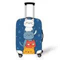 Elastic suitcase cover in dark blue with four stacked cartoon cats and stars - Size S (18-20 Inch) / Stacked Cats (06)