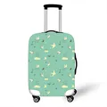 Elastic suitcase cover with swallow and cloud patterns on green fabric with silver handles - Teal Swallow Cloud (12)