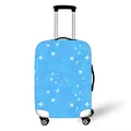 Elastic luggage cover featuring light blue airplane and heart pattern on white suitcase - S / Sky Blue Airplane Heart Trace (01)