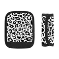 Suitcase handle wrap with black and white leopard print and velcro closure - Felt / Black and White Leopard Print