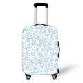 Elastic luggage cover with blue ocean starfish and seashell patterns on white background - S / White Ocean Starfish Shell (03)