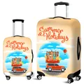 Elastic luggage cover featuring Summer Holidays print with famous world landmarks - Self-drive Travel