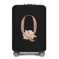 Elastische zwarte kofferhoes met roségouden letter Q en stijlvol bloemenontwerp - Letter Q Stijl(17)