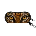 Portable tiger eye print glasses case with zipper closure and metal carabiner hook - Tiger Eyes Style (01)