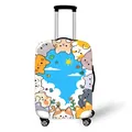 Elastic luggage cover featuring cute cartoon cats and a sunny blue sky design - Size S (18-20 Inch) / Healing Cats (11)