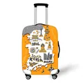 Thick elastic luggage cover featuring orange South Korea travel landmark illustrations - S / Korean Style
