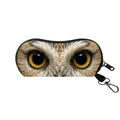 Portable owl eye print sunglasses storage pouch with secure zipper and metal clip - Owl Eyes Style (02)