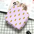 Minimalist purple square sanitary pad storage pouch with pineapple print on grid background - Purple Pineapple