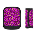 Pink leopard print suitcase handle wrap with gold sequin pattern for travel luggage - Felt / Magenta Gold Leopard