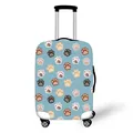 Elastic blue suitcase cover with colorful paw prints on white luggage with wheels - S / Light Blue Paw Style (02)
