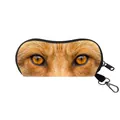 Portable animal print glasses case with realistic orange fur texture and zipper - Fox/Orange Animal Style (05)