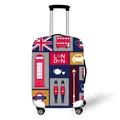 Navy blue elastic suitcase cover with London theme patterns of red buses and guards - Navy London Elements (16)