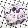 Portable mini purple makeup pouch with stylish fashion lifestyle print and zipper - Fashion Illustration Style (01)