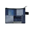 Mini rectangular coin purse with vintage denim patchwork print and black zipper - Realistic Denim Patchwork Style (01)