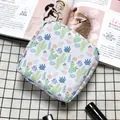 Portable sanitary napkin pouch with green cactus print and pink floral patterns - White Cactus