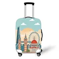 Elastic suitcase cover with London city landmarks illustration and side handle openings - Light Blue London Illust (17)