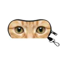 Portable eyeglass pouch with orange cat face print, zipper closure and metal hook - Orange Cat Style (07)