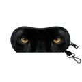 Portable zipper glasses case featuring a realistic black panther eye print with hook - Black Panther Eyes Style (08)