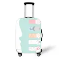 Mint green elastic luggage cover with cartoon cat paw prints and animal patterns - Mint Green Patchwork Cat Style (05)