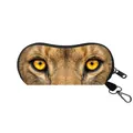 Portable leopard eye print eyewear pouch with secure zipper and carabiner clip - Lion/Leopard Style (10)