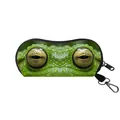 Portable eyeglass pouch with green tree frog print and metal carabiner hook - Tree Frog Style (11)