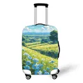 Elastic luggage cover featuring a serene blue daisy flower landscape oil painting - S / Daisy Landscape Style (03)